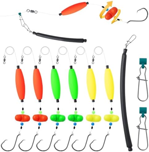 Catfish Rigs Set – 6 Pre-Tied Rigs with 2 Sinker Sliders & 2oz Dragging Weights, Float Rigs Tackle, Santee Rig, Circle Hooks– Complete & Ready-to-Use Kit by Unknown