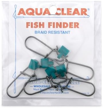 Aqua-Clear, Braid Resistant Fish Finder Rig Slide, Size #6#8 Duo Lock Snap for Surf Fishing Gear & Catfish Rigs, High Visibility Sinker Slide by AQUA-CLEAR