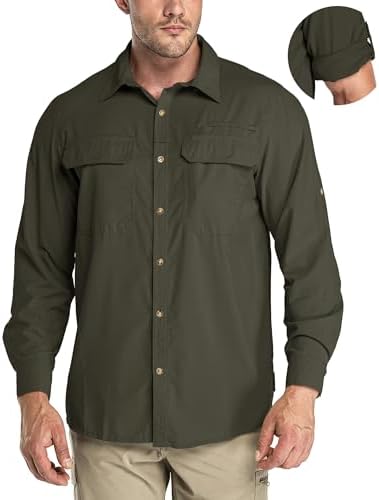 33,000ft Men's Long Sleeve Sun Protection Shirt UPF 50+ UV Quick Dry Cooling Fishing Shirts for Travel Safari Camping Hiking by 33000ft