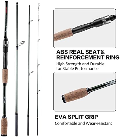 Goture 4-Piece Travel Carbon Fishing Rod M/MH Action 6.6-12ft Multi-Colors - Image 5