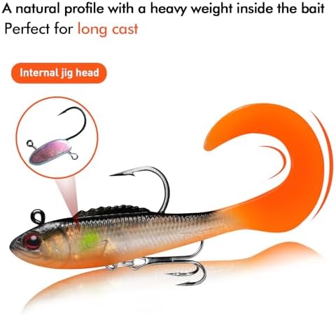 TRUSCEND Shadtale Easy Catch Soft Fishing Lures, Unique Vibration and Action for Various Rigs, Paddle Tail Swimbaits Trailer for Bass, Trout, Crappie, Walleye, Redfish, Saltwater & Freshwater Fishing - Image 5
