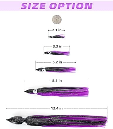 BLUEWING Trolling Squid Skirts Fishing Saltwater 2,3,5,8,12 Inch Octopus Lures 1pcs/5pcs - Image 5
