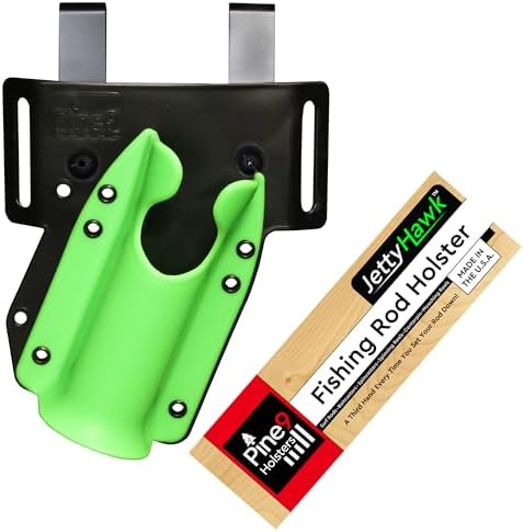 JettyHawk Fishing Rod Hip Holster, Hands-Free Quick-Draw Holder, Fits 1.5-2" Pole, for Spinning, Baitcaster, Centerpin & Surf Rods, Wading & MOLLE Belts by Pine9Holsters