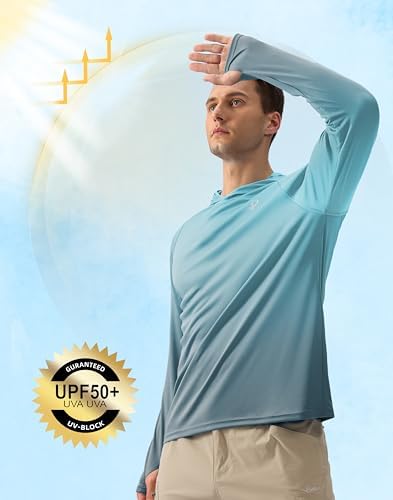 Pudolla Men's Sun Protection Hoodie Shirts UPF 50+ Fishing Hiking Shirt - Image 4