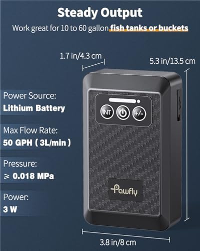 Pawfly Ultra Quiet Live Bait Aerator USB Rechargeable Battery Air Pump for 5-100 Gallon Bait Bucket Portable Battery Powered Oxygen Pump for Outdoor Fishing Power Outage and Fish Transportation - Image 2
