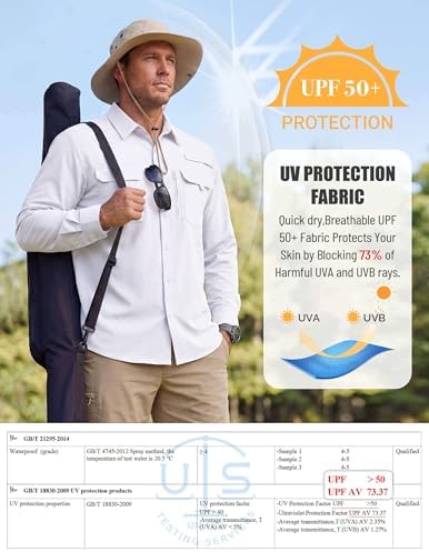WULFUL Men's Sun Protection Fishing Shirts UPF 50+ Lightweight Quick Dry Cooling Long Sleeve Shirts for Work Hiking Safari - Image 4