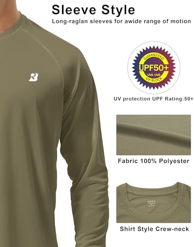 Roadbox Men's UPF 50+ UV Sun Protection Shirts, Long Sleeve Swim Rash Guard - Image 4