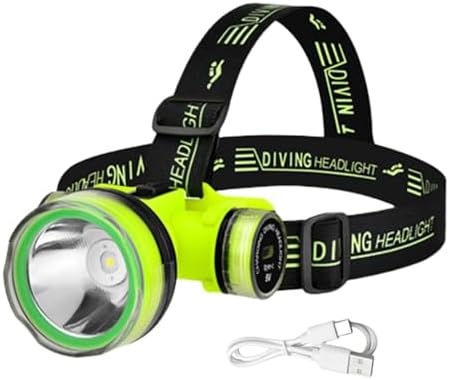 Waterproof LED Head Lamp – Scubaa Dive Light, Underwater Flashlight | IPX8 Waterproof USB Rechargeable Diving Gear, 350M Long Distance Light, Adjustable 2 Lighting Modes for Scubaa Diving, Snorkeling by Unknown