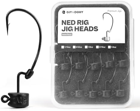 20Pack Weedless Ned Rig Jig Heads with Molded Bait Keeper for Bass Fishing by OJYDOIIIY