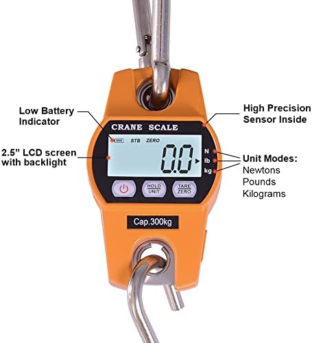 Fuzion Hanging Scale 660LB/300KG, Crane Scale with Snap-Fit Lifting Ring - Image 3