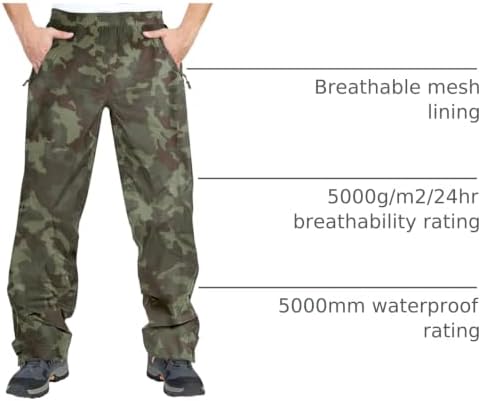 33,000ft Men's Rain Pants, Waterproof Rain Over Pants, Windproof Pants - Image 4