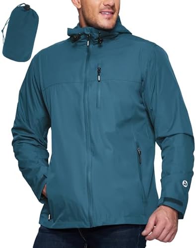 Outdoor Ventures Men's Packable Rain Jacket Waterproof Lightweight Raincoat by OutdoorVentures