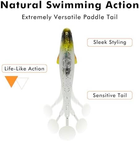 TRUSCEND Shadtale Easy Catch Soft Fishing Lures with BKK Hooks - Trembly Sinking and Vibrating Swim for More Bites, Pre-Rigged Swimbaits for Bass, Trout, Crappie, Walleye, Freshwater Saltwater Fishing - Image 5