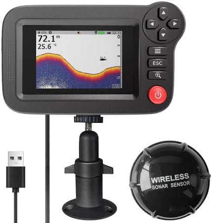 Handheld Fish Finder Portable Fishing Kayak Fishfinder Fish Depth Finder Fishing Gear with Sonar Transducer and LCD Display by Yoocylii