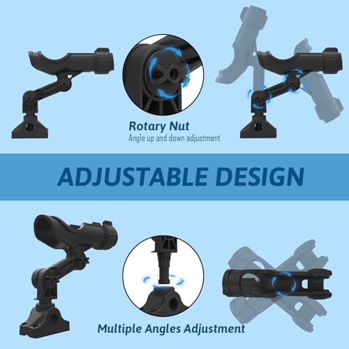 Fishing Rod Holder for Kayak & Boat with Side Deck Mount, 360 Degree Adjustable, Compatible with Spinning, Casting, Fly Reels - Image 3