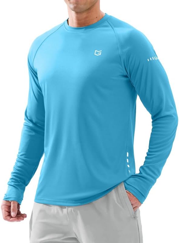 Men's Sun Protection Swim Long Sleeve UPF 50+ Rash Guard Lightweight Shirts by GGradual