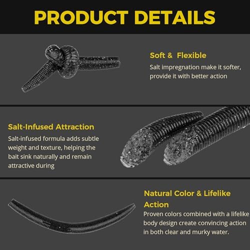 4"/5" Senko Worms Kit, Salt Impregnated Soft Plastic Lures - Image 2