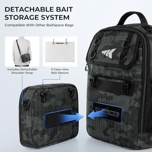 KastKing BaitSpace Fishing Sling Bag, Fishing Backpack with Rod Holder - Image 4