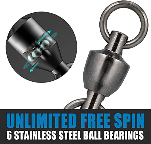 Dr.Fish 50 Pack Ball Bearing Fishing Swivels, Swivels Fishing Tackle Saltwater, Freshwater Stainless Heavy Duty Lure Leader Line Connector #8 - Image 4