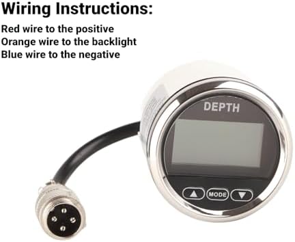 Digital Boat Depth Finder, 52mm/2in Marine Depth Gauge, Depth Sounder Dash Depth Finder Transducer with White Backlight for Yachts Boats Marine - Image 5