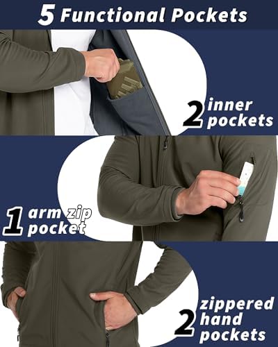 33,000ft Men's Hooded Fleece Lined Rain Shell Jacket Waterproof Lightweight - Image 2