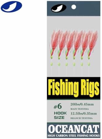 10 Packs 2pcs White & Red Feather & Rainbow Skin 6 Hooks Saltwater String Hook Fishing Luer Bait Rig Tackle - Image 3