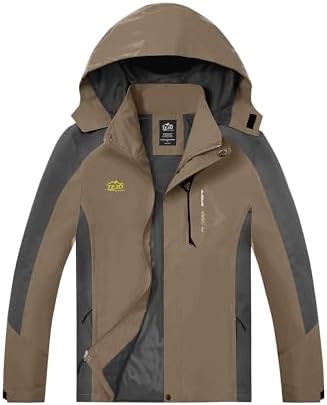 TEZO Mens Rain Jacket Waterproof with Hooded Hiking Coat Lightweight Windbreaker by TEZOSPORTSLIFE