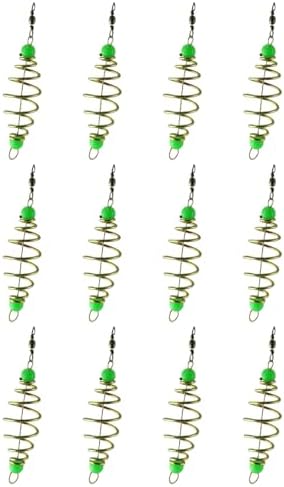 12PCS Glow Beads Bait Spring Fish Bait Holder Fishing Baiting Tool Glow Carp Fishing Feeder Carbon Steel Spiral Fish Bait Cage Total Length 8CM/3.14inch - Image 5