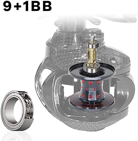 FISHDROPS Baitcaster Reels, 9+1BB, CNC Aluminum Spool, Magnetic Brake System Bait Caster Reel High Speed Gear Ratio 7.0:1 Ultra Smooth Low Profile Baitcasting Fishing Reel - Image 2