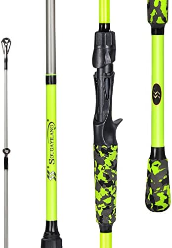 Sougayilang IM7 Graphite Fishing Rod – 2-Piece Casting & Spinning, Medium/Medium Heavy Power, Stainless Steel Guides with Zirconium Rings, EVA Handle & Hook Keeper for Bass, Trout, Walleye, Catfish by Sougayilang