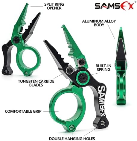 SAMSFX Mini Fishing Pliers with Fly Fishing Zinger Retractor, Fish Hook Remover Tool, Split Ring Pliers for Saltwater & Freshwater, Tungsten Carbide Cutters, Fishing Gear Gift for Anglers - Image 4