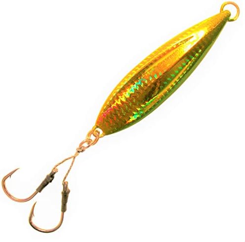 Calissa Offshore Tackle Fast Fall Jig 80g 150g 250g 300LBS Assist Hooks 3/0 Butterfly - Vertical Speed Lure Slow Pitch Flat - Glow Color Painted on Both Sides - Image 2
