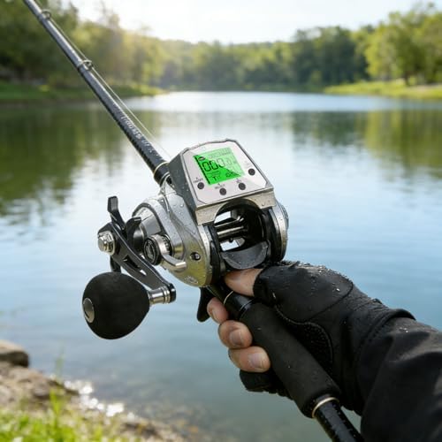 Line Counter Digital Baitcasting Fishing Reel with LCD Display Ultralight Baitcaster Reel, 22-35 Lb Max Drag, 6.3:1/7.2:1 Gear Ratio, Left/Right Hand, for Freshwater & Saltwater - Image 2