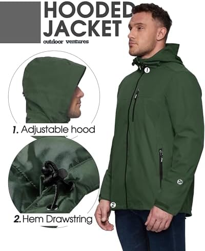 Outdoor Ventures Men's Packable Rain Jacket Waterproof Lightweight Raincoat - Image 4