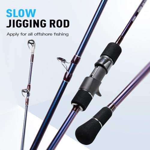 Saltwater Fishing Rod - 2-Piece Slow Jigging Rod with Fuji Guides & Toray Carbon Fiber,Split Rear High EVA Handle,Spinning/Casting Reel Compatible for Offshore & Deep Sea Fishing - Image 3
