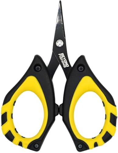 Beyond Fishing - 4.5” Fishing Scissors for Braided Line, Stainless Steel with Serrated Blades, Non Slip Grip, Large Finger Holes Fishing Line Cutter by BeyondBraid