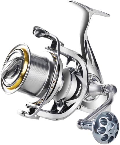 Heavy Duty Spinning Reel Metal Body with CNC Machined Spool 55LB Max Drag 8/10+1 BB Ultra Smooth 4.1/4.6/4.8:1 High Speed Gear Ratio Saltwater Freshwater Fishing Reel for 8000 to 16000 Series by SAMOLLAFishing