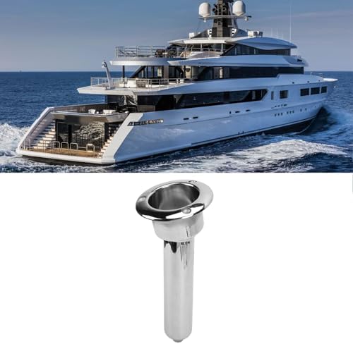 Heavy Duty Stainless Steel Deluxe Rod Holders, 2 in 1 Flush Mount Fishing Rod Pole Holders, 0 15 30 Degree Boat Fishing Rod Cup Holder 280mm Round Top Cup Holder for Yacht Ship - Image 4