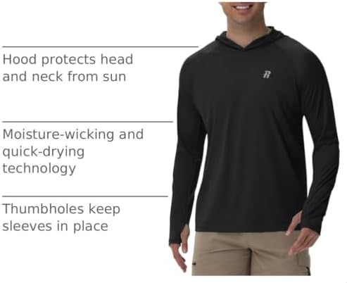 Runhit UPF 50+ Fishing Shirts for Men Long Sleeve Sun Protection Hoodie Lightweight Outdoor Workout Hiking Running Rash Guard - Image 4