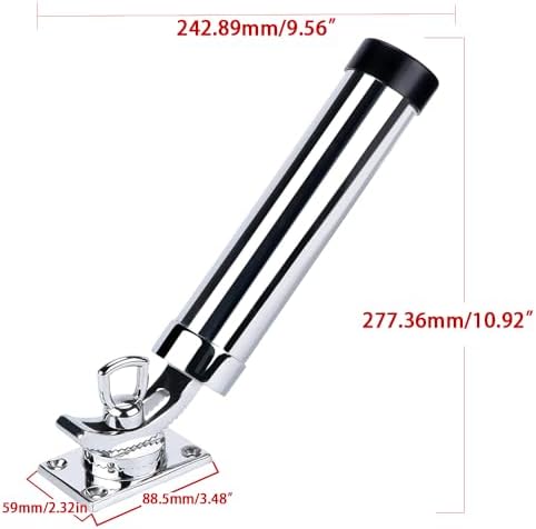 Made Set of 2 Fishing Rod Holder, 316 Stainless Steel Adjustable Fishing Pole Holder, Marine Deck Mount Trolling Rod Holder for Boat Ship Yacht - Image 2