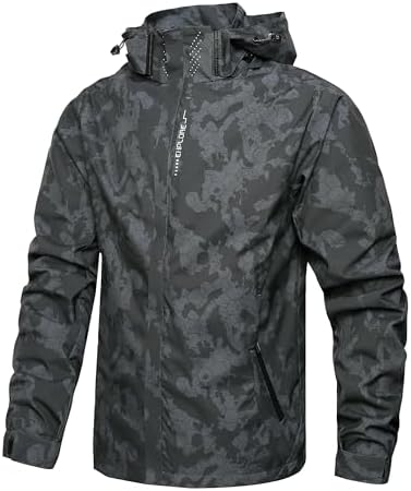 Men's Lightweight Waterproof Rain Jacket,Shell Hooded Outdoor Raincoat Hiking Windbreake jacket by Hikevitang