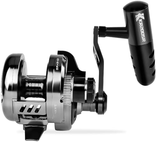 Jigging Reel Conventional Reels - Lever Drag Saltwater Heavy Duty Deep Ocean Big Game Offshore Round Aluminum Trolling Reel - Black Saltwater Jigging Fishing Reels by KATUYSHA