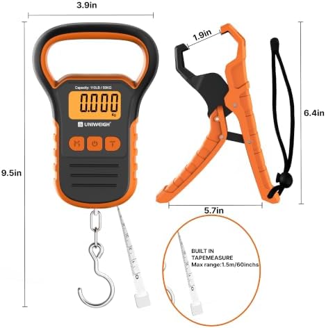 UNIWEIGH Fish Scale,Waterproof Hanging Scale with Lip Gripper,60 in Ruler - Image 2