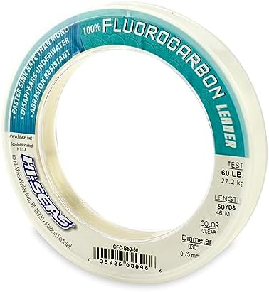 HI-SEAS 100% FLUOROCARBON Fishing LINE Leader - Clear Invisible Leader UNDETECTABLE to Fish, Fast Sinking 6LB-400LB by Hi-Seas