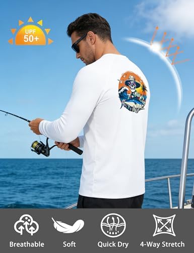 Men's UPF 50+ Sun Fishing Shirt, Long Sleeve UV Protection Tee, Quick Dry Rash Guard for Outdoor Swim Hiking - Image 4