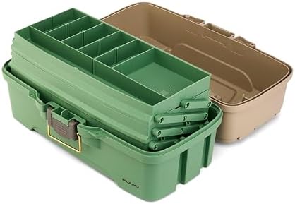 Plano Three-Tray Tackle Box Catfish Kit, Green/Tan, Rust-Proof Brass Latch, Top-Access Tray Compartments with Deep Storage, Made in the USA, Portable Fishing Gear Storage Organizer - Image 5