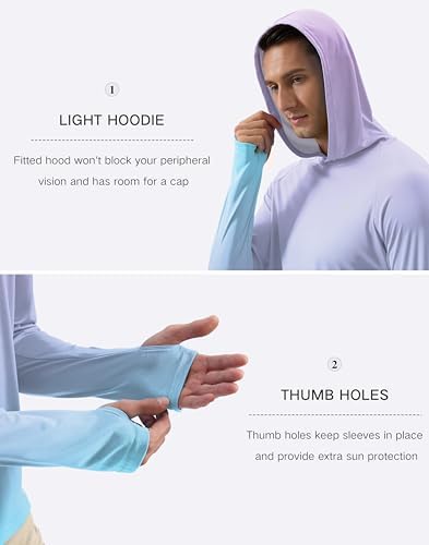 Pudolla Men's Sun Protection Hoodie Shirts UPF 50+ Fishing Hiking Shirt - Image 6