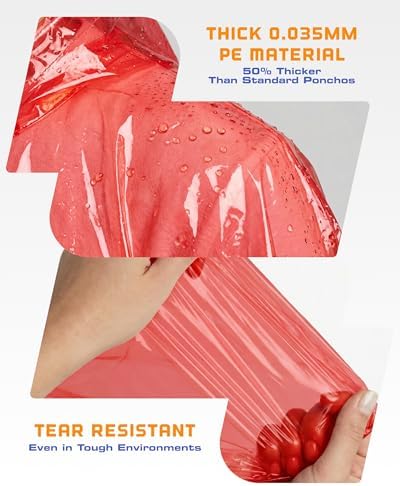 Hagon PRO Disposable Rain Ponchos for Adults, Hooded Poncho, Family 5 Pack - Image 2
