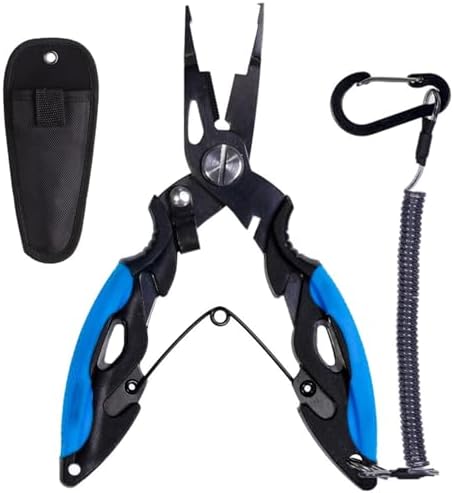 Titanium Coated Micro Fishing Pliers Precision Split Ring Pliers for Ultralight Fishing with Storage Pouch & Lanyard Blue by Unknown