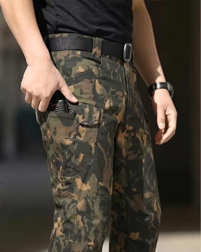 Men's Tactical Pants Stretch Waterproof Fabric Durable Cargo Pants for Hiking Casual Work Multi Pockets (No Belt) - Image 6